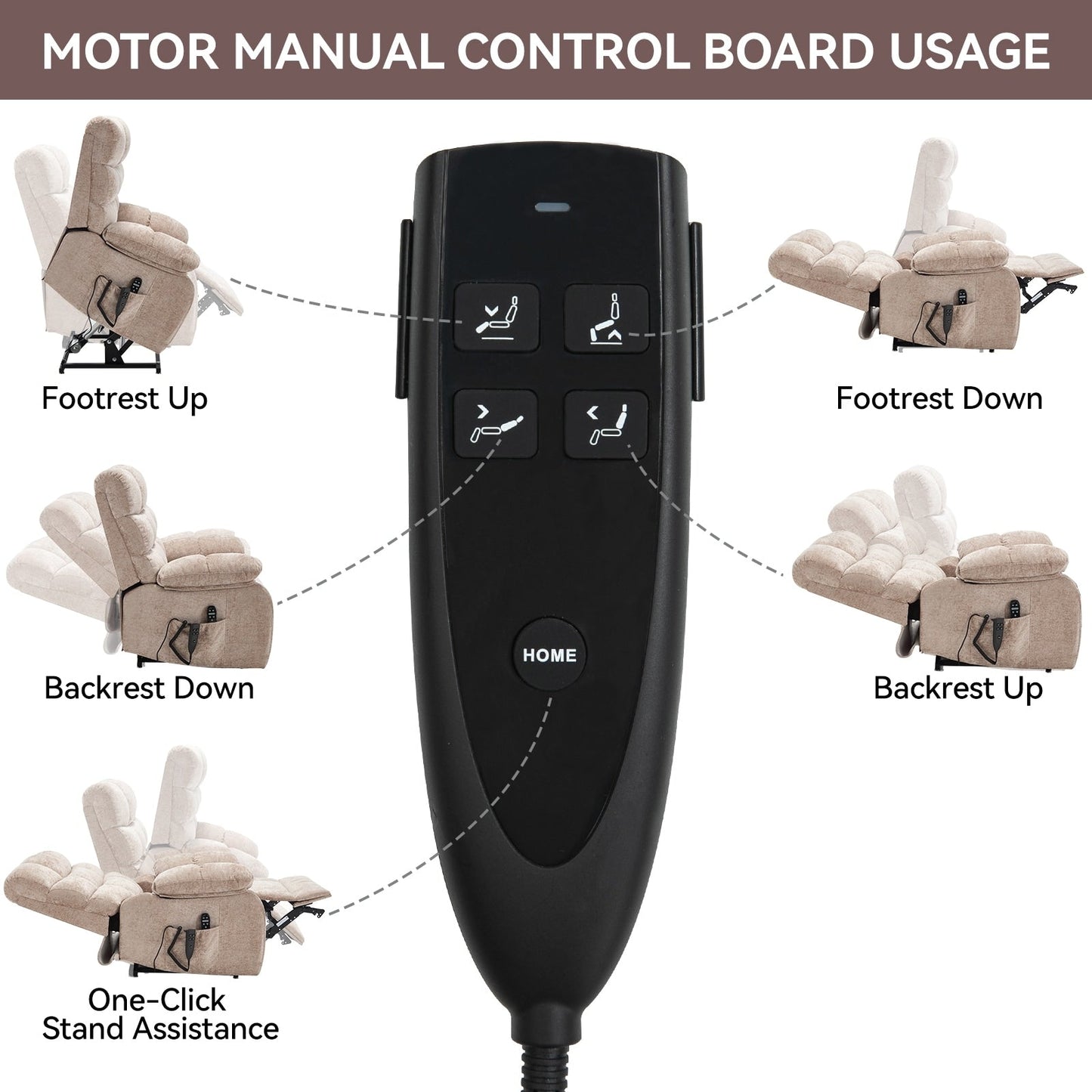 Oversized Power Lift Recliner with Dual Motors, Heat & Massage, Infinite Recline (350LBS Capacity), Remote Control