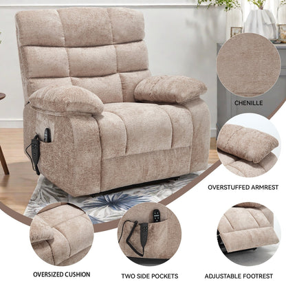 Oversized Power Lift Recliner with Dual Motors, Heat & Massage, Infinite Recline (350LBS Capacity), Remote Control