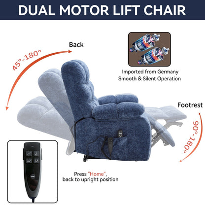 Oversized Power Lift Recliner with Dual Motors, Heat & Massage, Infinite Recline (350LBS Capacity), Remote Control