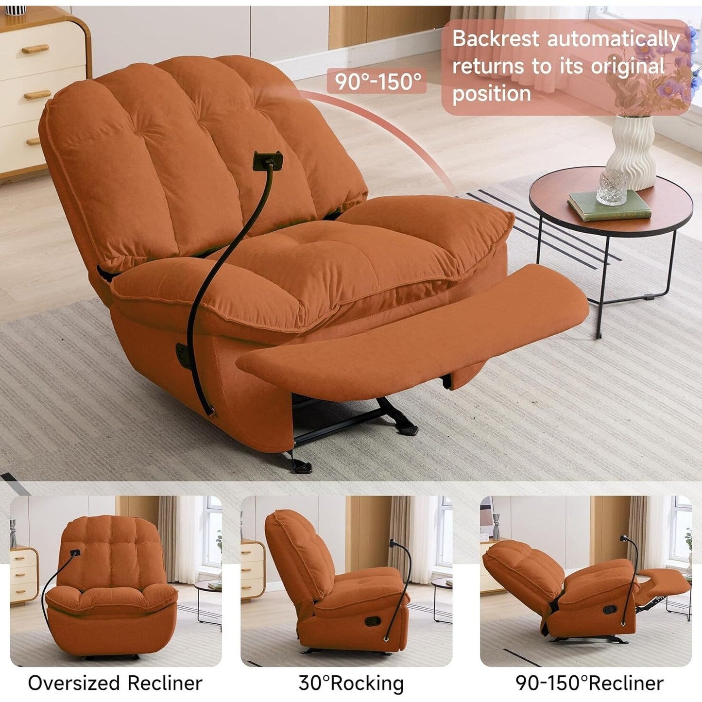 Oversized Rocker Recliner Chairs for Adults 400lbs