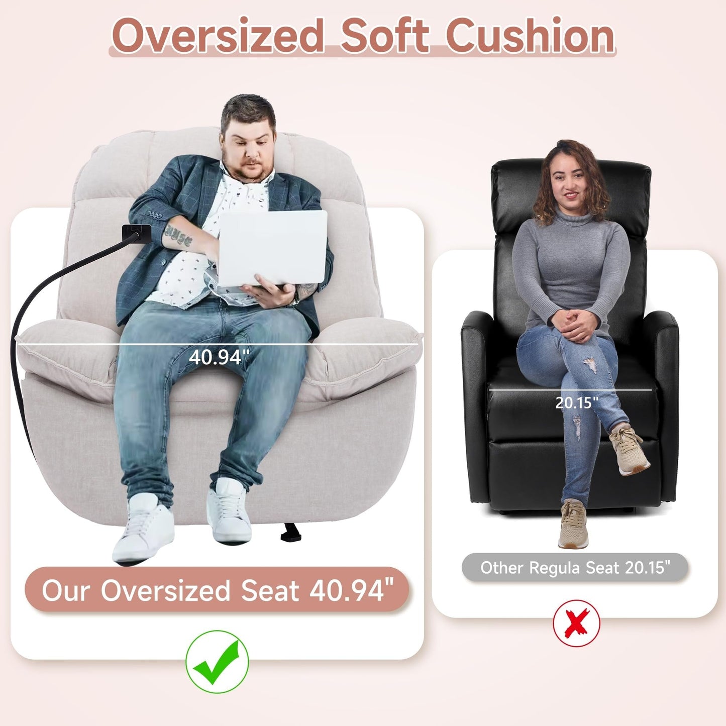 Oversized Rocker Recliner Chairs for Adults 400lbs