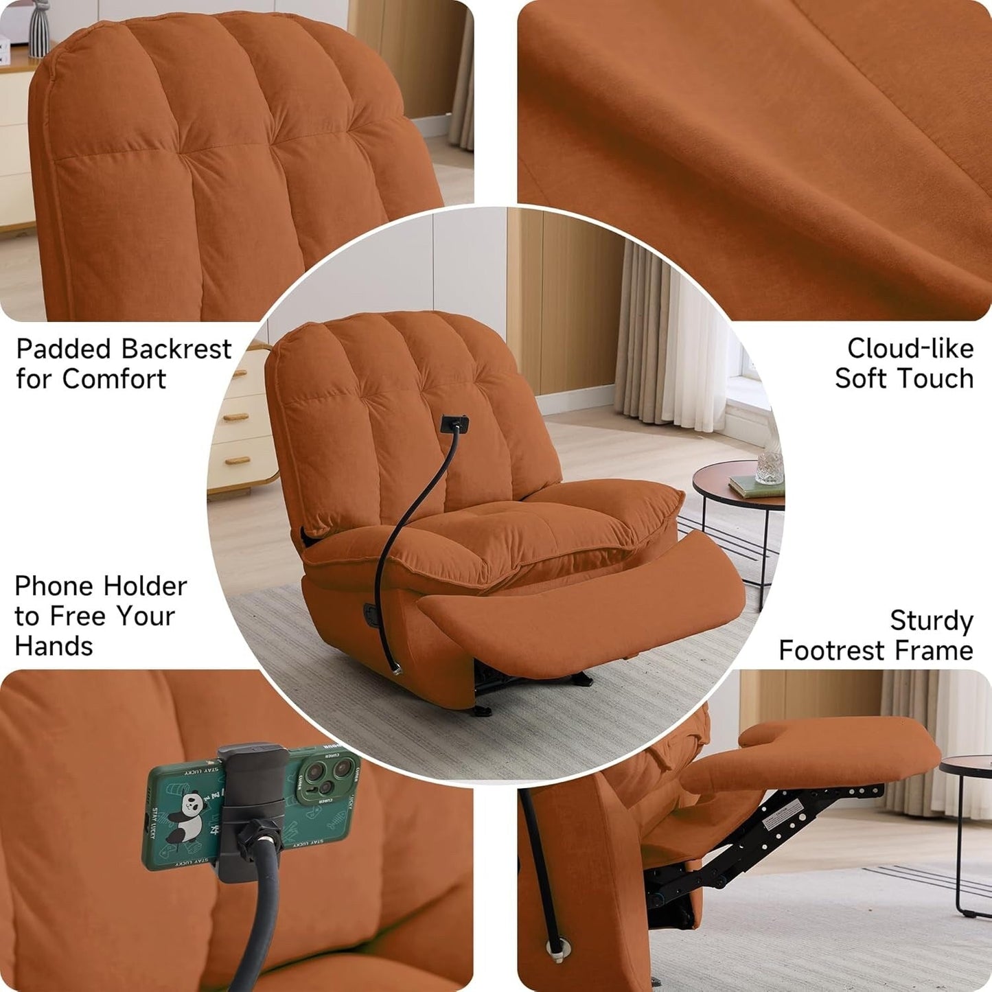 Oversized Rocker Recliner Chairs for Adults 400lbs