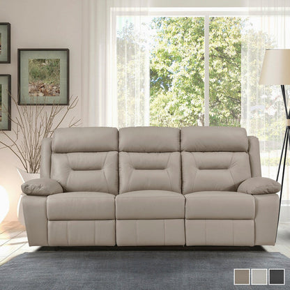 Papyrus Leather Match Manual Double Reclining Sofa