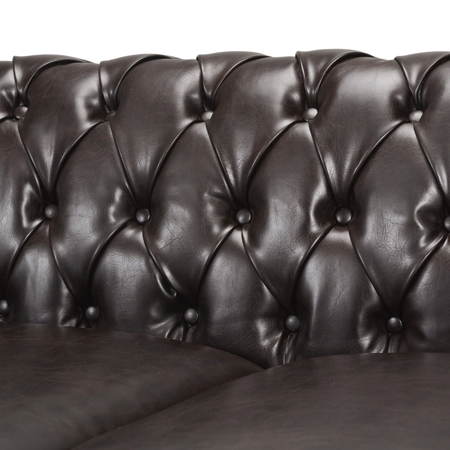 Parksley Tufted Chesterfield Faux Leather Sofa by Christopher Knight Home