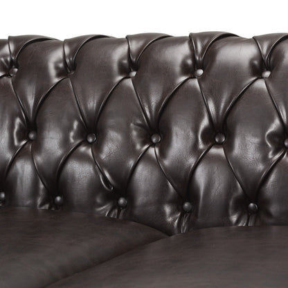 Parksley Tufted Chesterfield Faux Leather Sofa by Christopher Knight Home