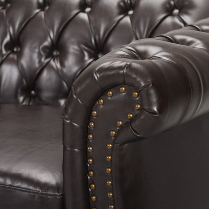 Parksley Tufted Chesterfield Faux Leather Sofa by Christopher Knight Home