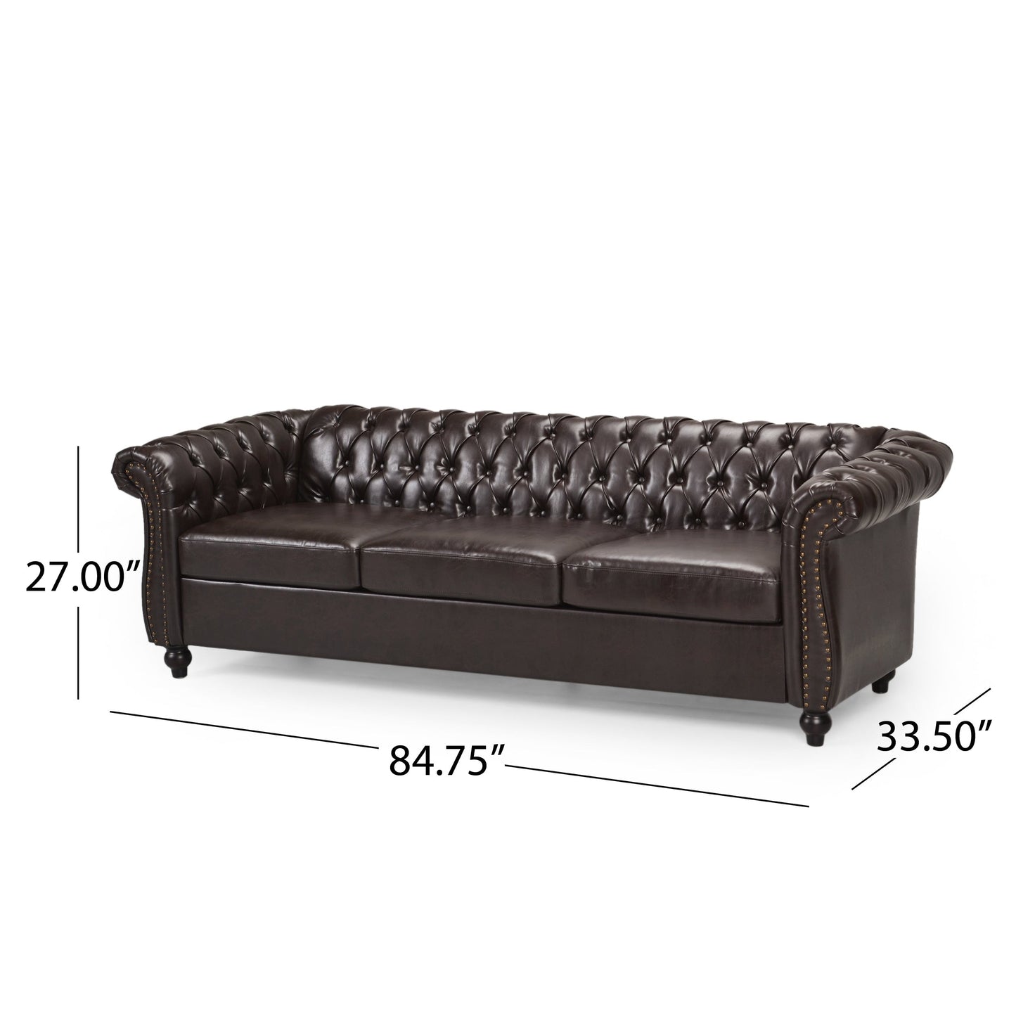 Parksley Tufted Chesterfield Faux Leather Sofa by Christopher Knight Home
