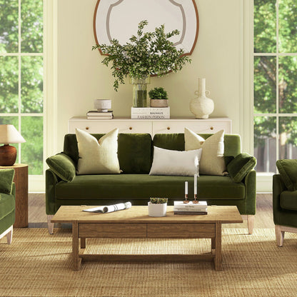 Pasadena 75.5 Velvet Modern Farmhouse Loose Pillow-Back Sofa