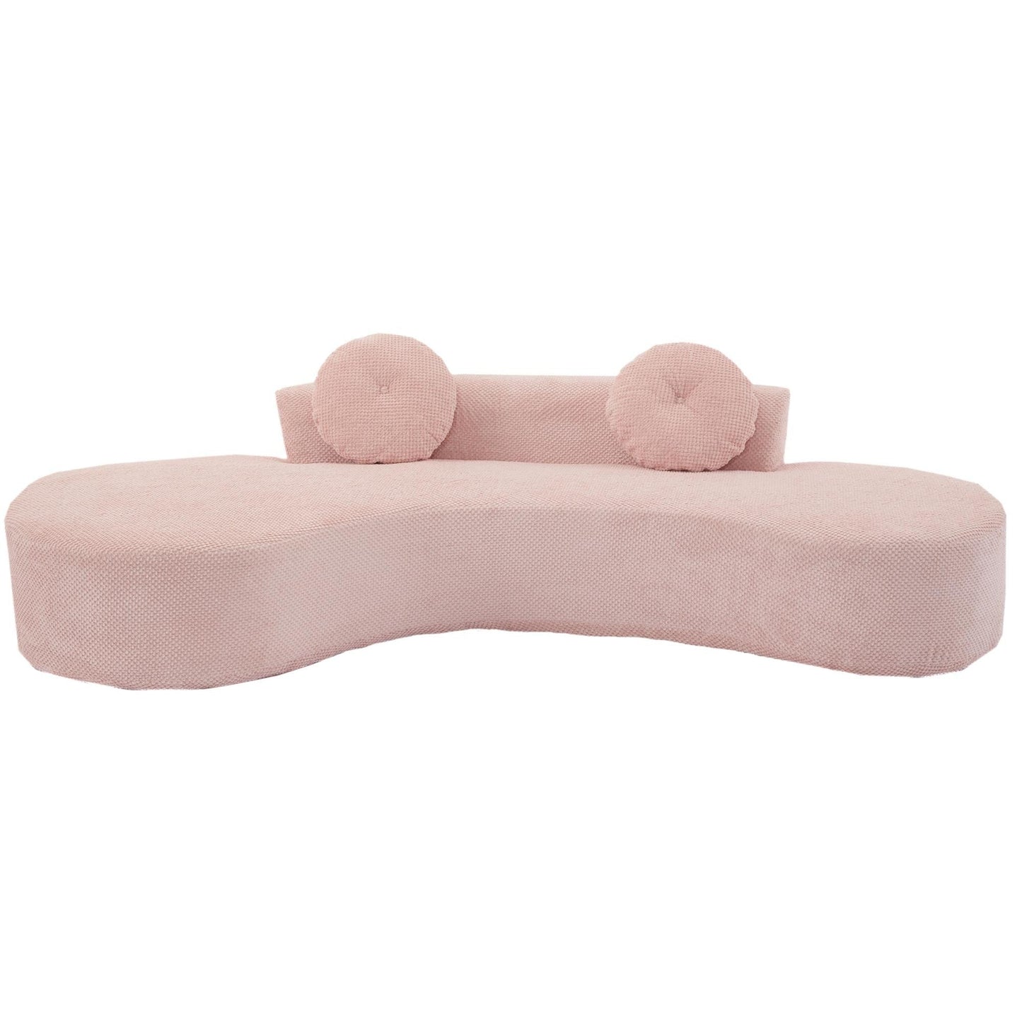Pink Modern Minimalist 105.5 Curved Corduroy Cloud Sofa with 2 Pillows, No Assembly Required