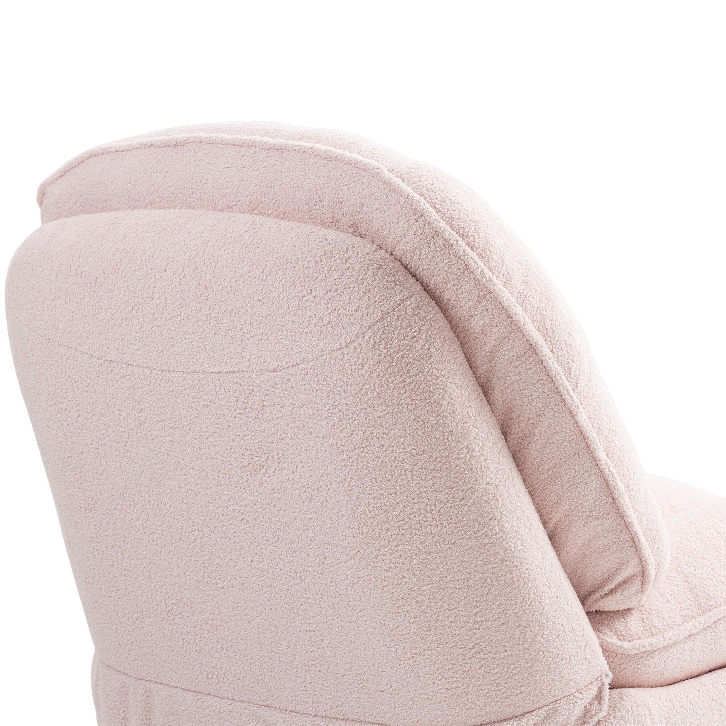 Pink Oversized Chenille Upholstered 360Â° Swivel Glider Rocking Manual Recliner with Extended Footrest and Tufted Back