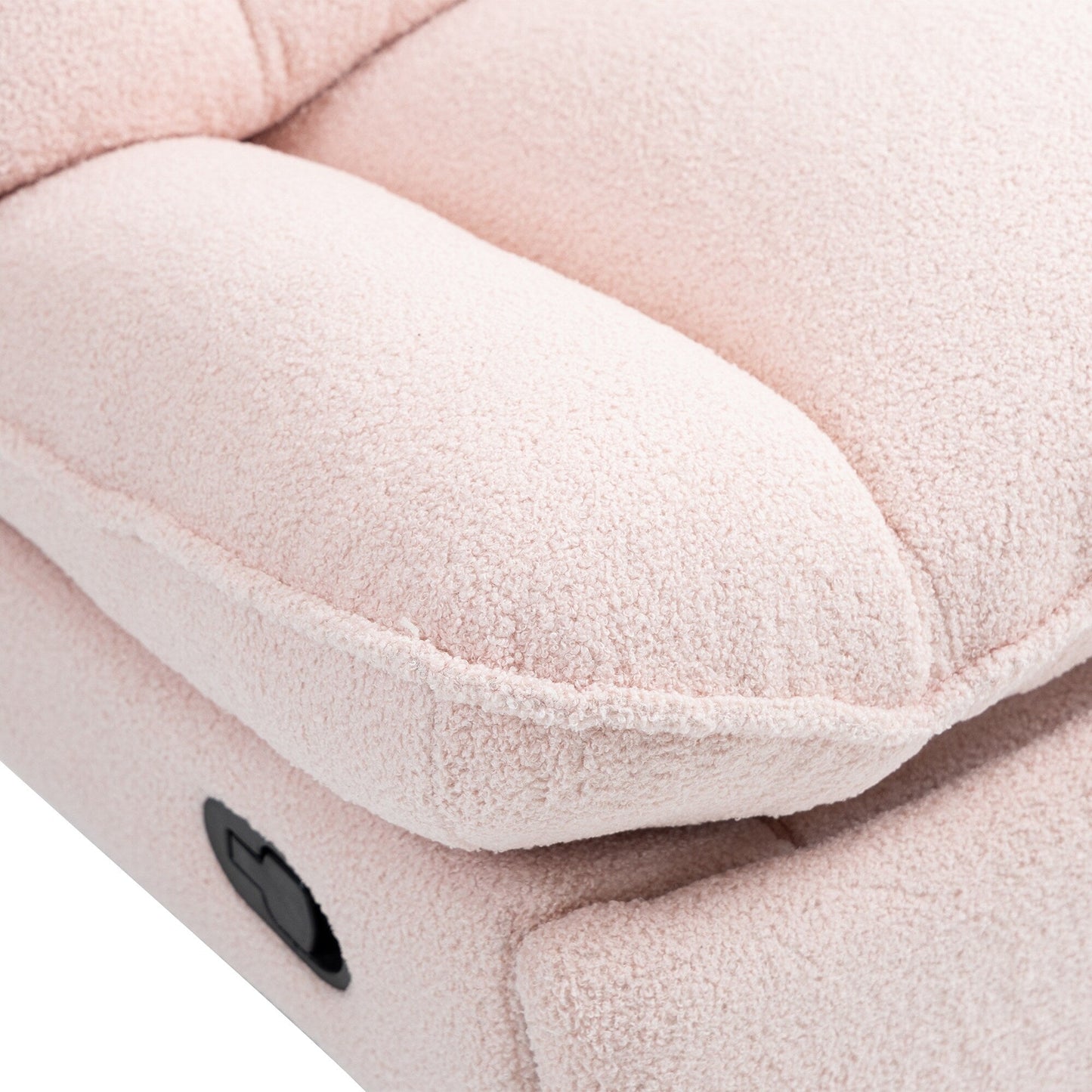 Pink Oversized Chenille Upholstered 360Â° Swivel Glider Rocking Manual Recliner with Extended Footrest and Tufted Back