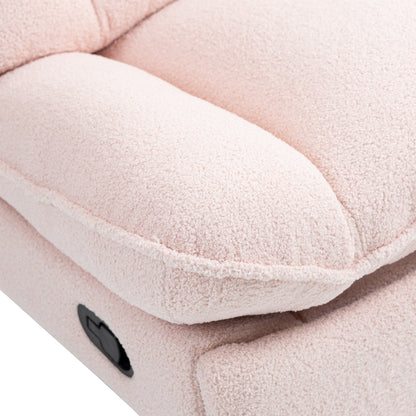 Pink Oversized Chenille Upholstered 360Â° Swivel Glider Rocking Manual Recliner with Extended Footrest and Tufted Back