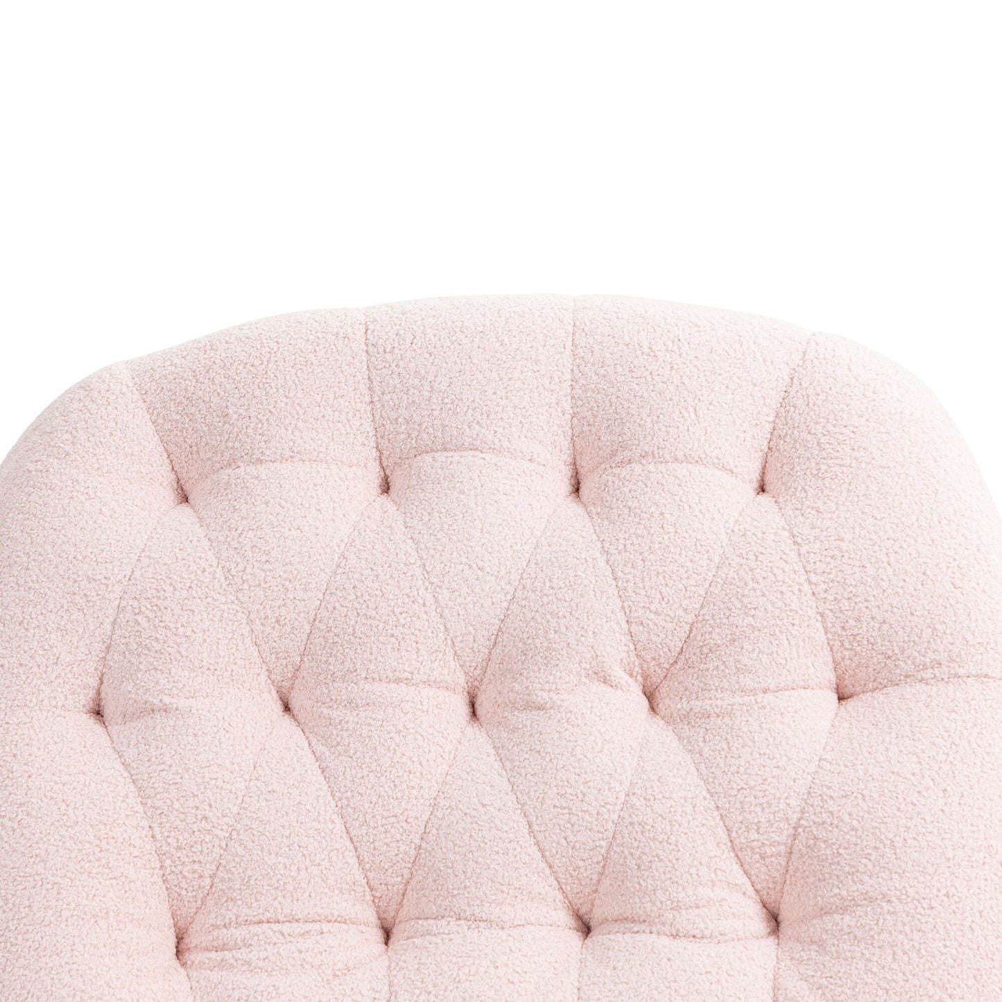 Pink Oversized Chenille Upholstered 360Â° Swivel Glider Rocking Manual Recliner with Extended Footrest and Tufted Back