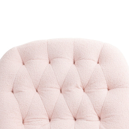 Pink Oversized Chenille Upholstered 360Â° Swivel Glider Rocking Manual Recliner with Extended Footrest and Tufted Back