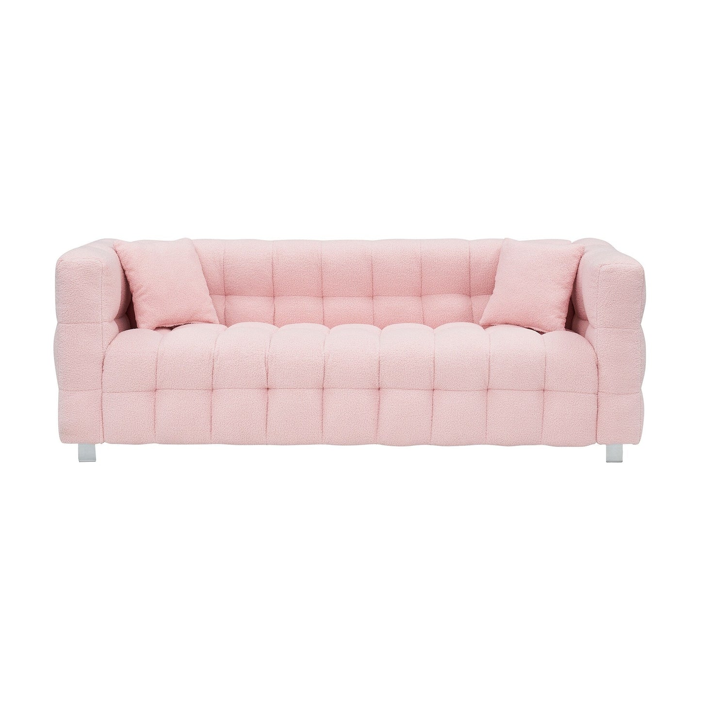 Pink Teddy 3-seater Sofa with Two Throw Pillows
