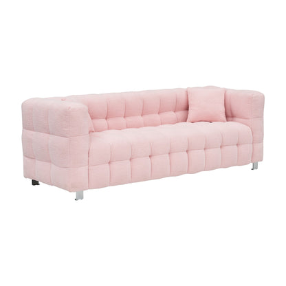 Pink Teddy 3-seater Sofa with Two Throw Pillows