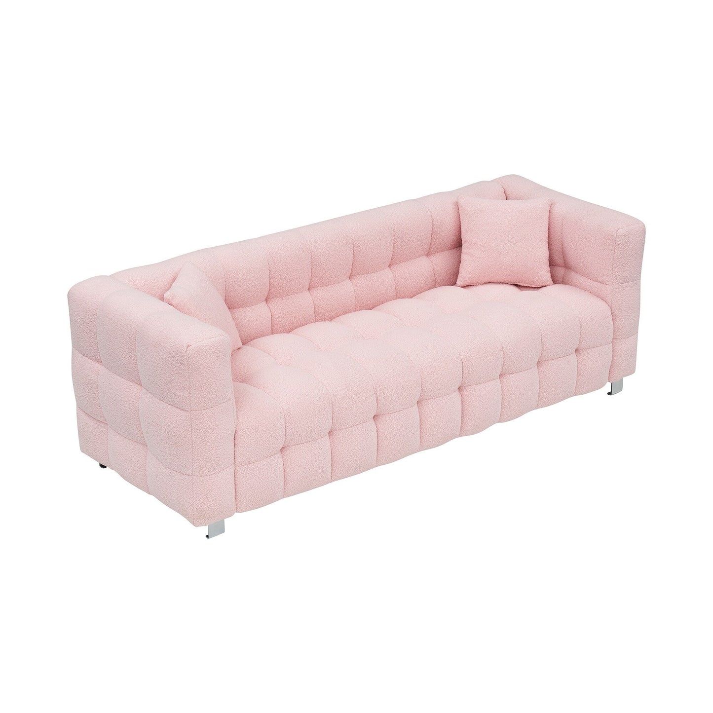 Pink Teddy 3-seater Sofa with Two Throw Pillows