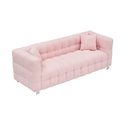 Pink Teddy 3-seater Sofa with Two Throw Pillows