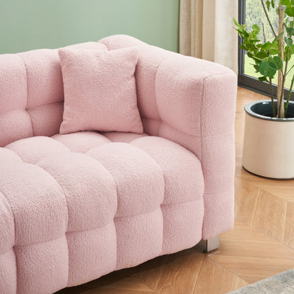 Pink Teddy 3-seater Sofa with Two Throw Pillows