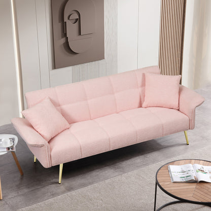 Pink Teddy Fleece Convertible Futon Sofa Bed