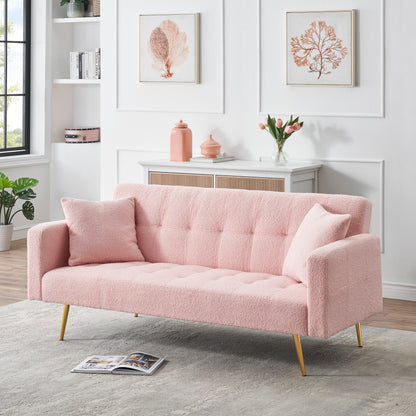 Pink Teddy Fleece Convertible Loveseat Sofa Bed
