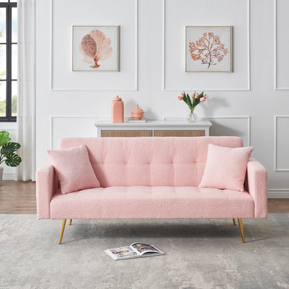 Pink Teddy Fleece Convertible Loveseat Sofa Bed