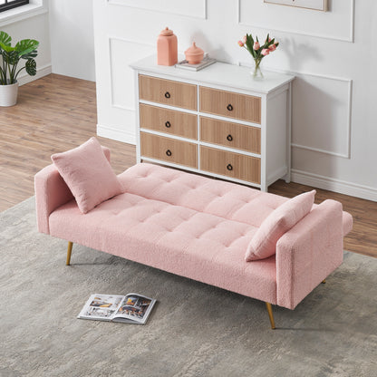 Pink Teddy Fleece Convertible Loveseat Sofa Bed