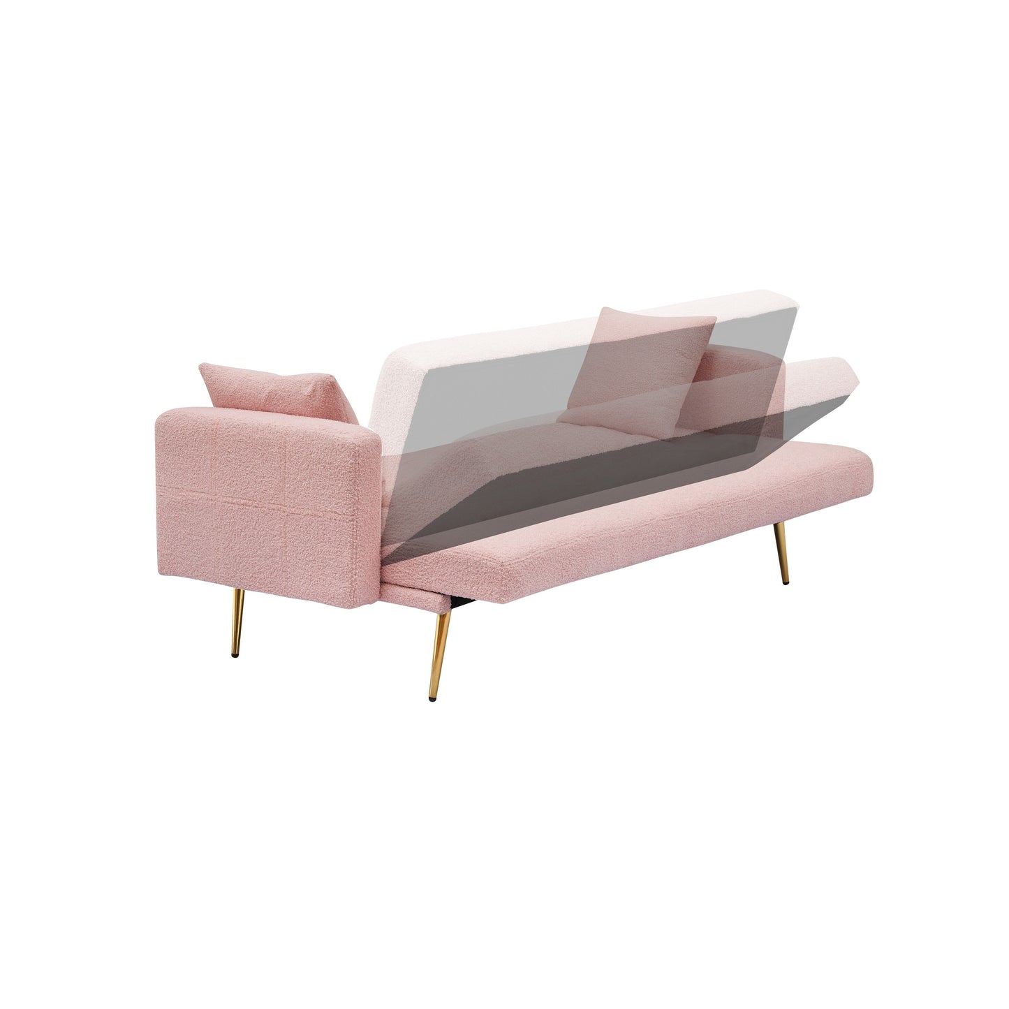 Pink Teddy Fleece Convertible Loveseat Sofa Bed