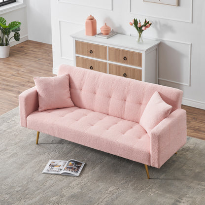 Pink Teddy Fleece Convertible Loveseat Sofa Bed