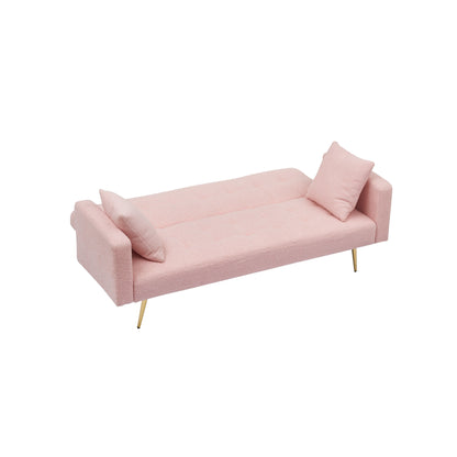Pink Teddy Fleece Convertible Loveseat Sofa Bed