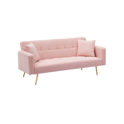 Pink Teddy Fleece Convertible Loveseat Sofa Bed
