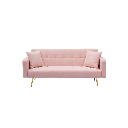 Pink Teddy Fleece Convertible Loveseat Sofa Bed