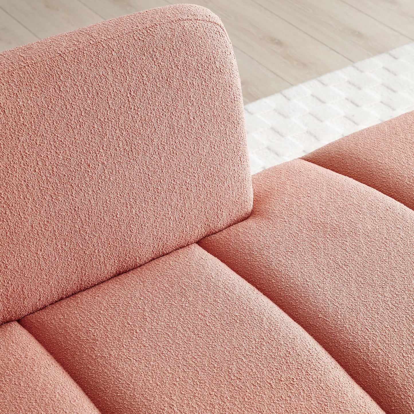Pink Upholstered Loveseat Bench with Gold Legs