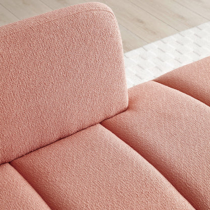 Pink Upholstered Loveseat Bench with Gold Legs