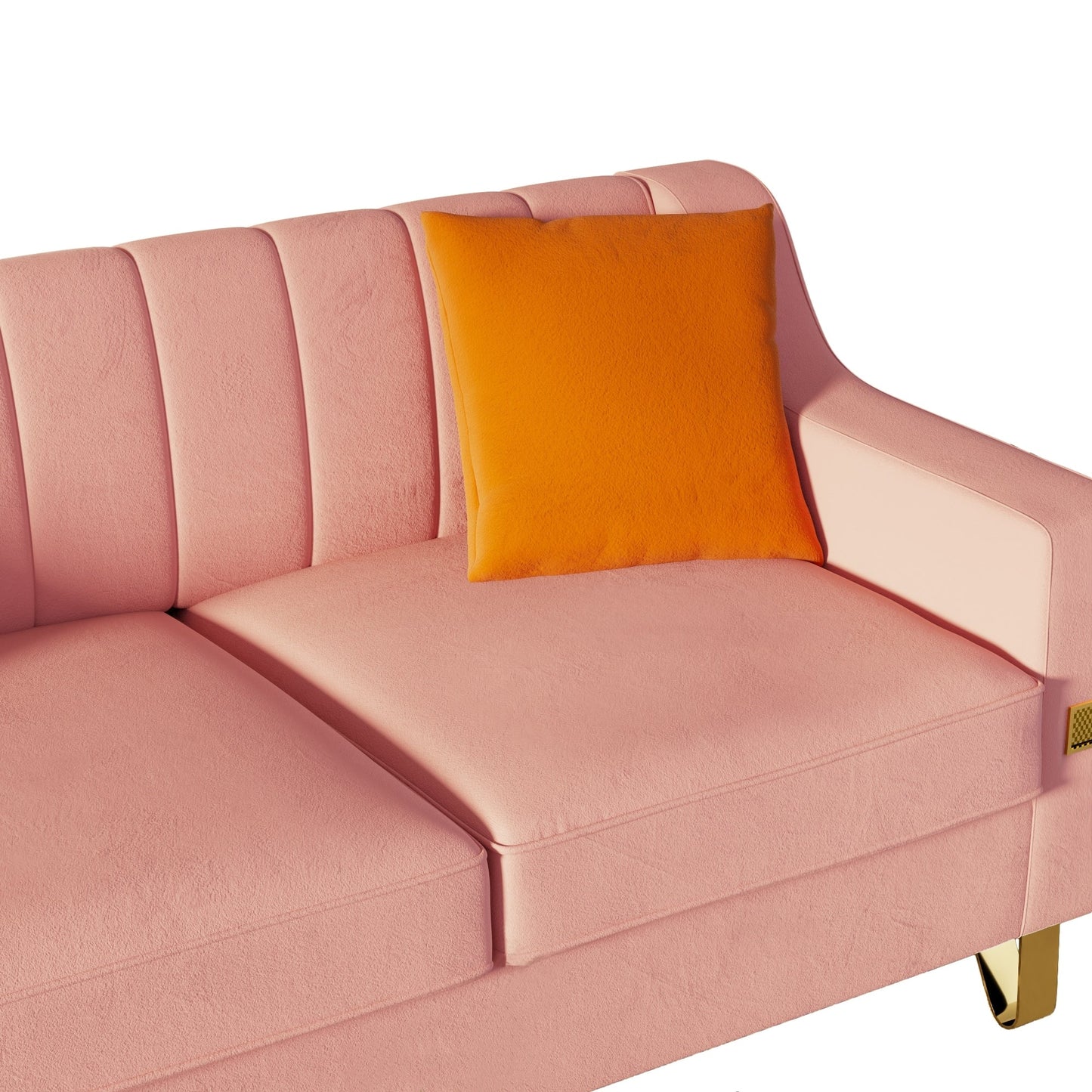Pink Velvet 3-seater Sofa with Gold Accents
