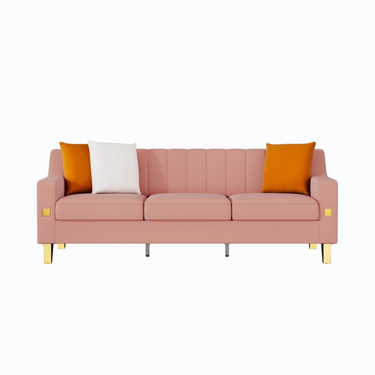 Pink Velvet 3-seater Sofa with Gold Accents