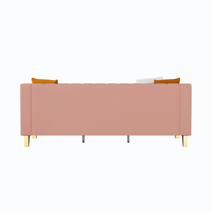 Pink Velvet 3-seater Sofa with Gold Accents