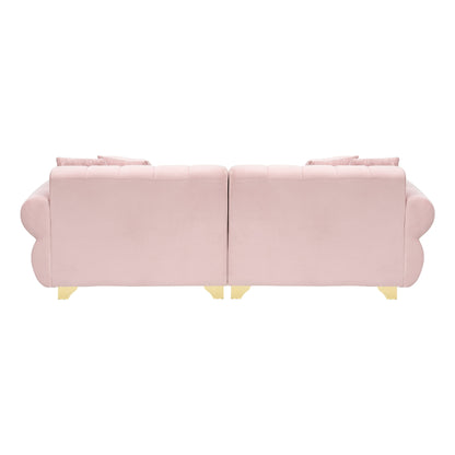 Pink Velvet 3-seater Sofa with Spring-Wrapped Cushions