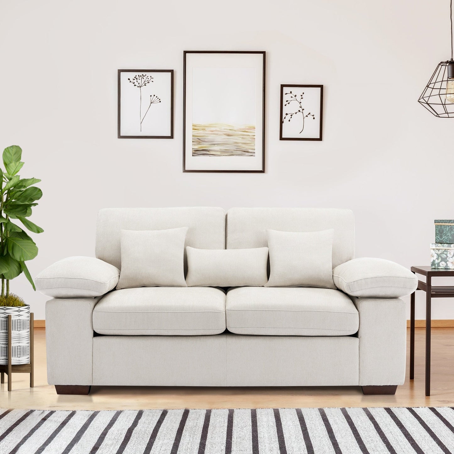 Plush Chenille Loveseat 73 - Includes Bonus 3 Pillows & Removable Back Cushion - Living Room 2-Seater Sofa