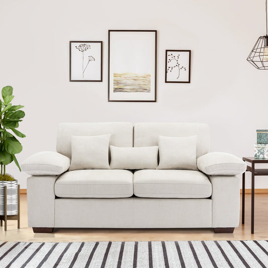Plush Chenille Loveseat 73 - Includes Bonus 3 Pillows & Removable Back Cushion - Living Room 2-Seater Sofa