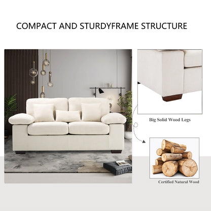 Plush Chenille Loveseat 73 - Includes Bonus 3 Pillows & Removable Back Cushion - Living Room 2-Seater Sofa