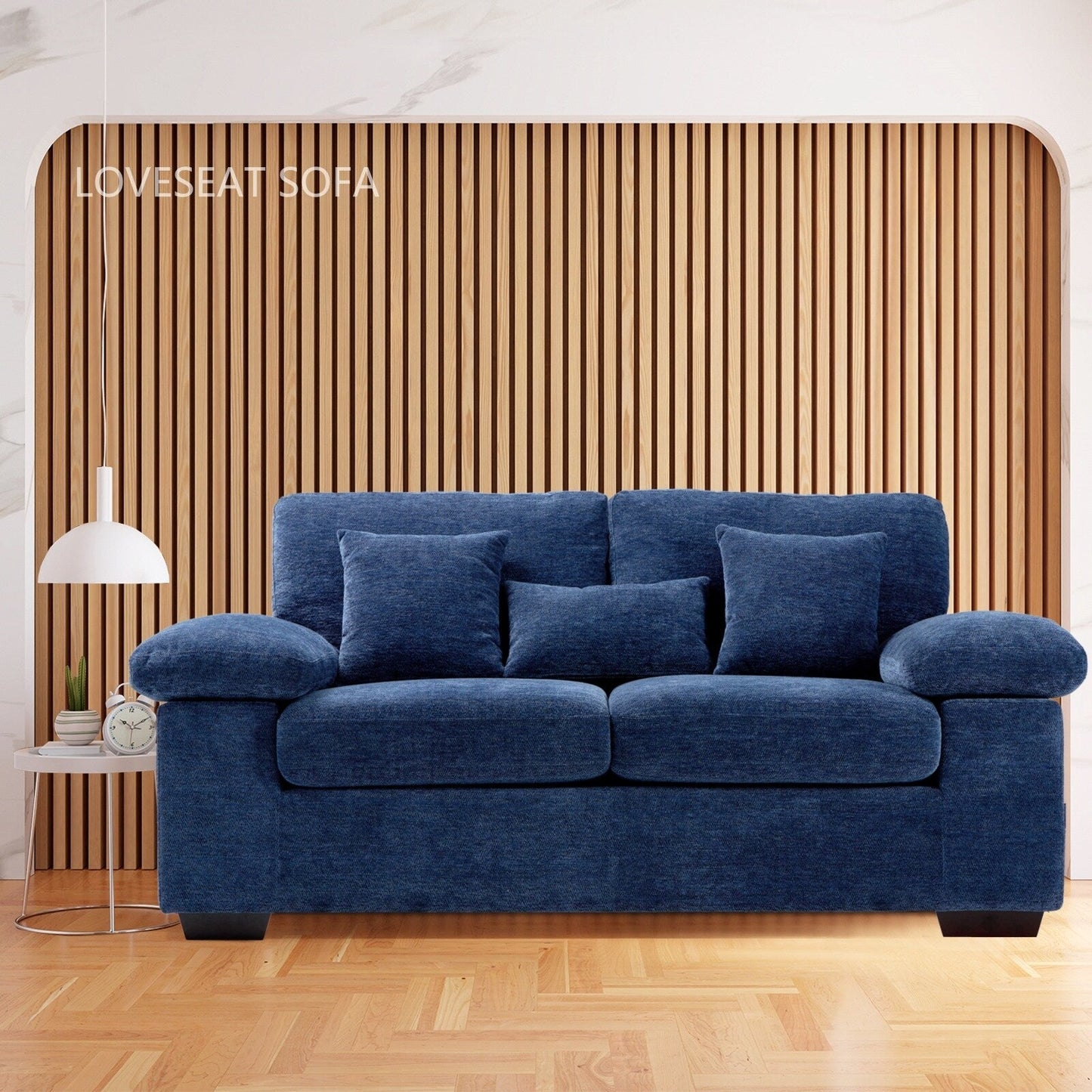 Plush Chenille Loveseat 73 - Includes Bonus 3 Pillows & Removable Back Cushion - Living Room 2-Seater Sofa
