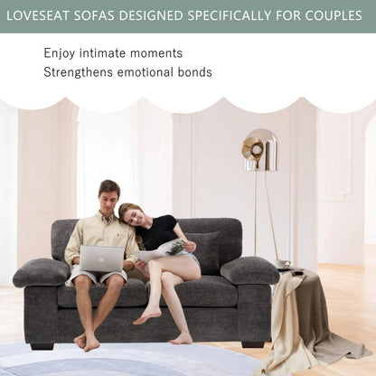 Plush Chenille Loveseat 73 - Includes Bonus 3 Pillows & Removable Back Cushion - Living Room 2-Seater Sofa