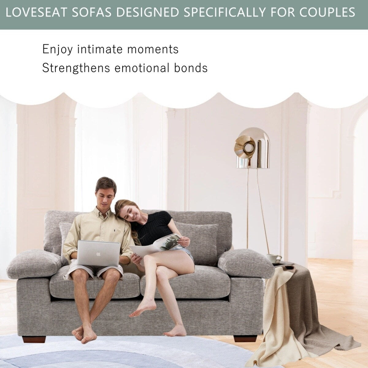 Plush Chenille Loveseat 73 - Includes Bonus 3 Pillows & Removable Back Cushion - Living Room 2-Seater Sofa