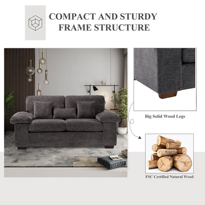 Plush Chenille Loveseat 73 - Includes Bonus 3 Pillows & Removable Back Cushion - Living Room 2-Seater Sofa