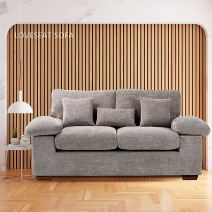Plush Chenille Loveseat 73 - Includes Bonus 3 Pillows & Removable Back Cushion - Living Room 2-Seater Sofa