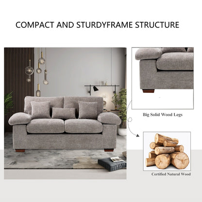 Plush Chenille Loveseat 73 - Includes Bonus 3 Pillows & Removable Back Cushion - Living Room 2-Seater Sofa