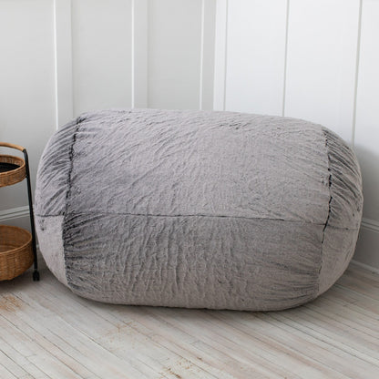Plush Faux Fur Bean Bag Loveseat - 64 - Wolf Gray