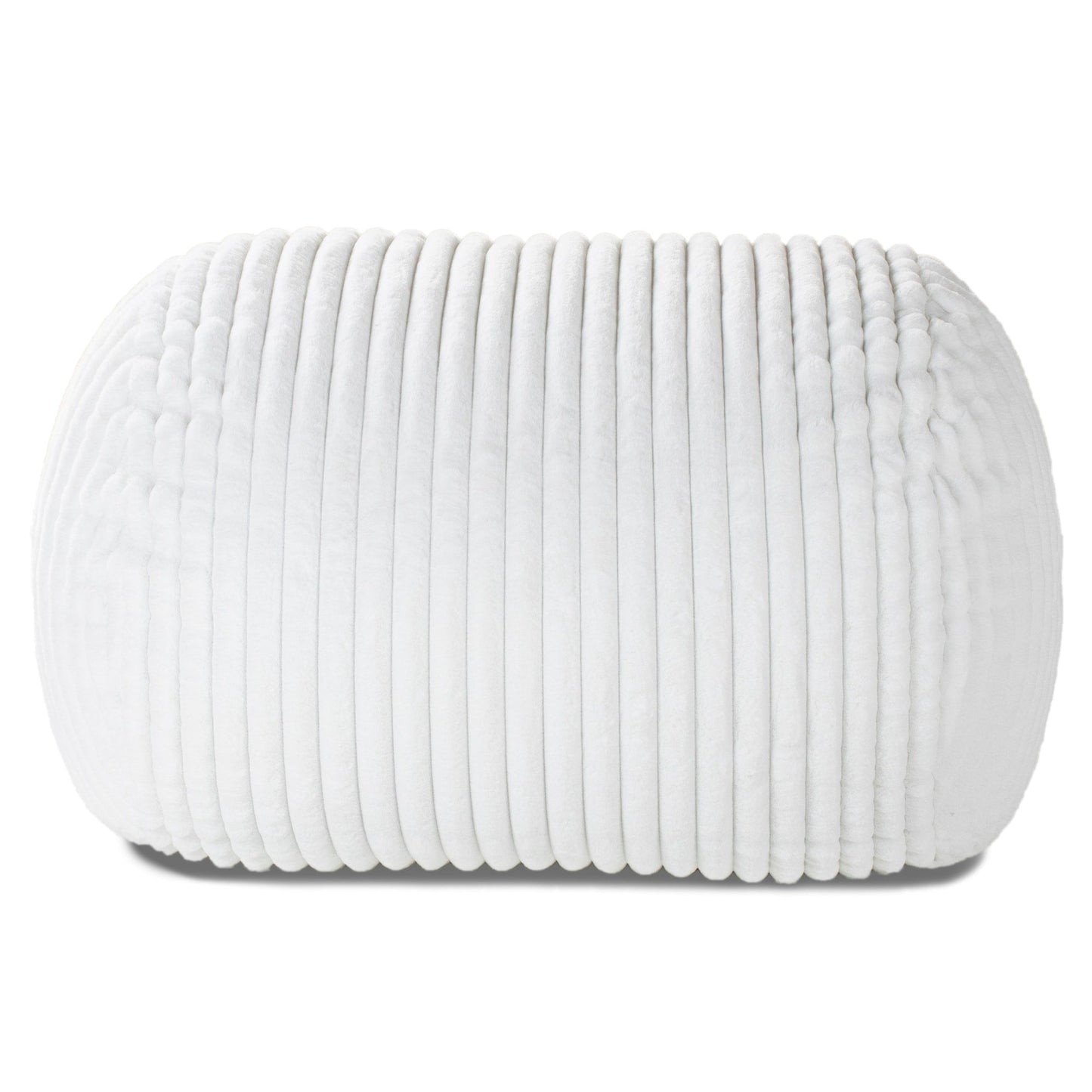 Plush Ribbed Faux Fur Bean Bag Loveseat - 64 - Cream