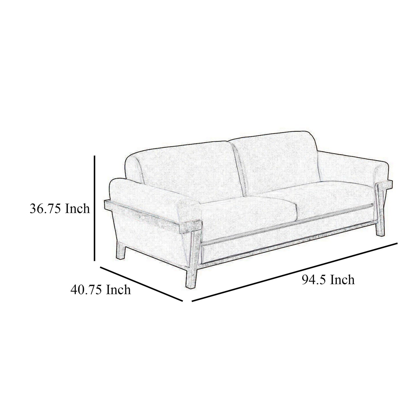 Pola Sofa, 95 Inch, 2 Throw Pillows, Modern Dark Brown Faux Leather